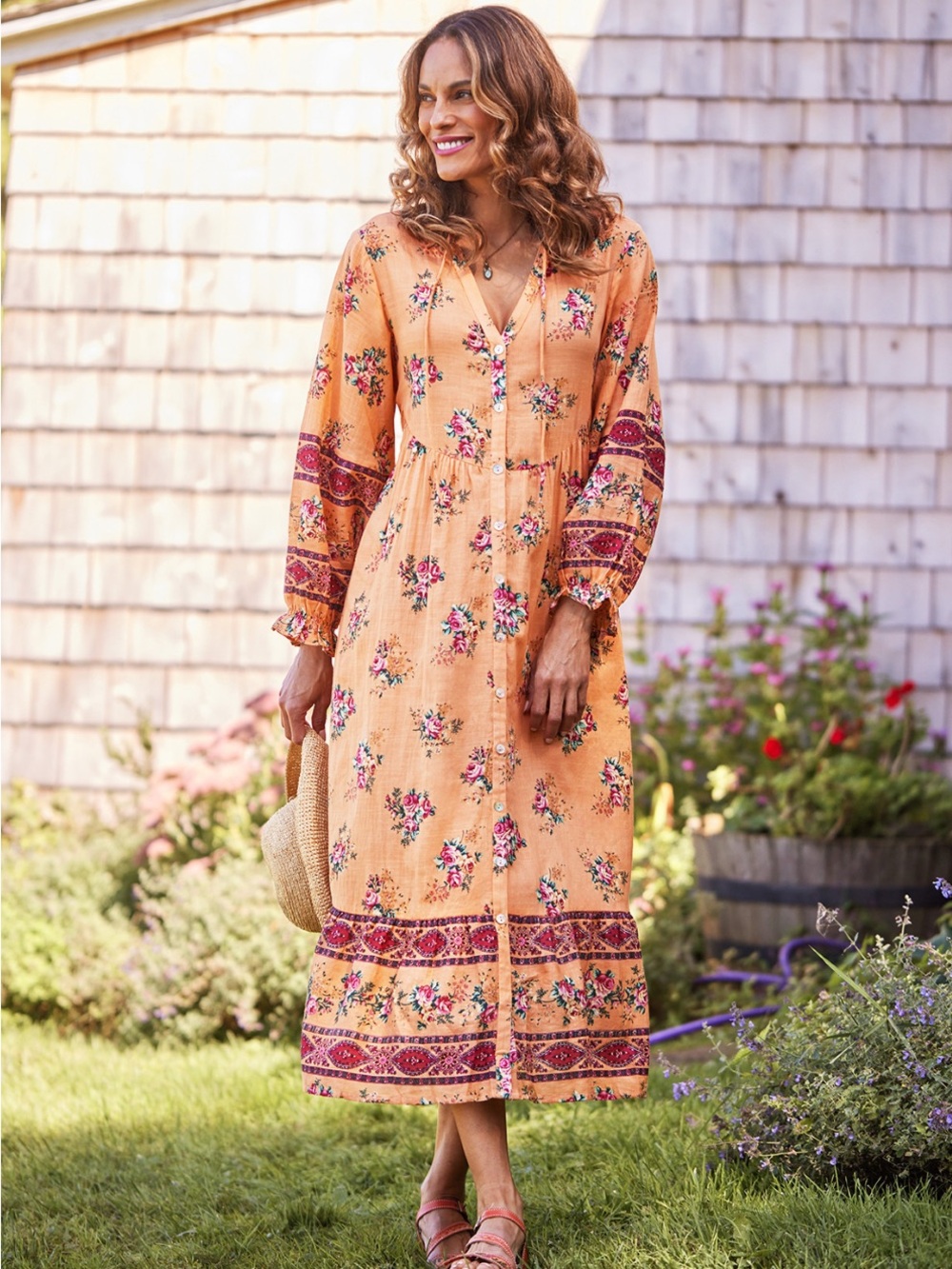 April Cornell NWT Carmel By The Sea Maxi Dress 100% Cotton Boho Womens L